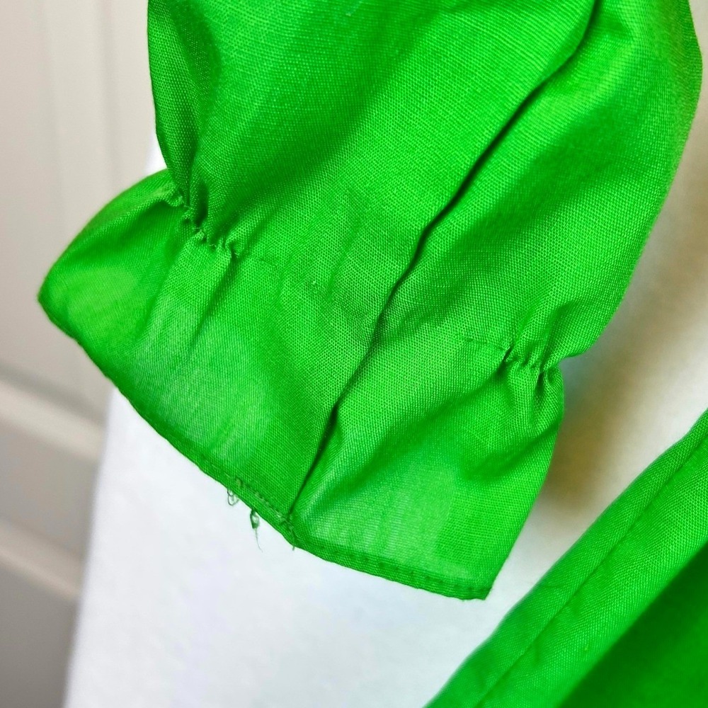 Vintage Polly Flinders Girls Green Hand Smocked Dress Ric Rac Embroidered Size 7 - Picture 6 of 7